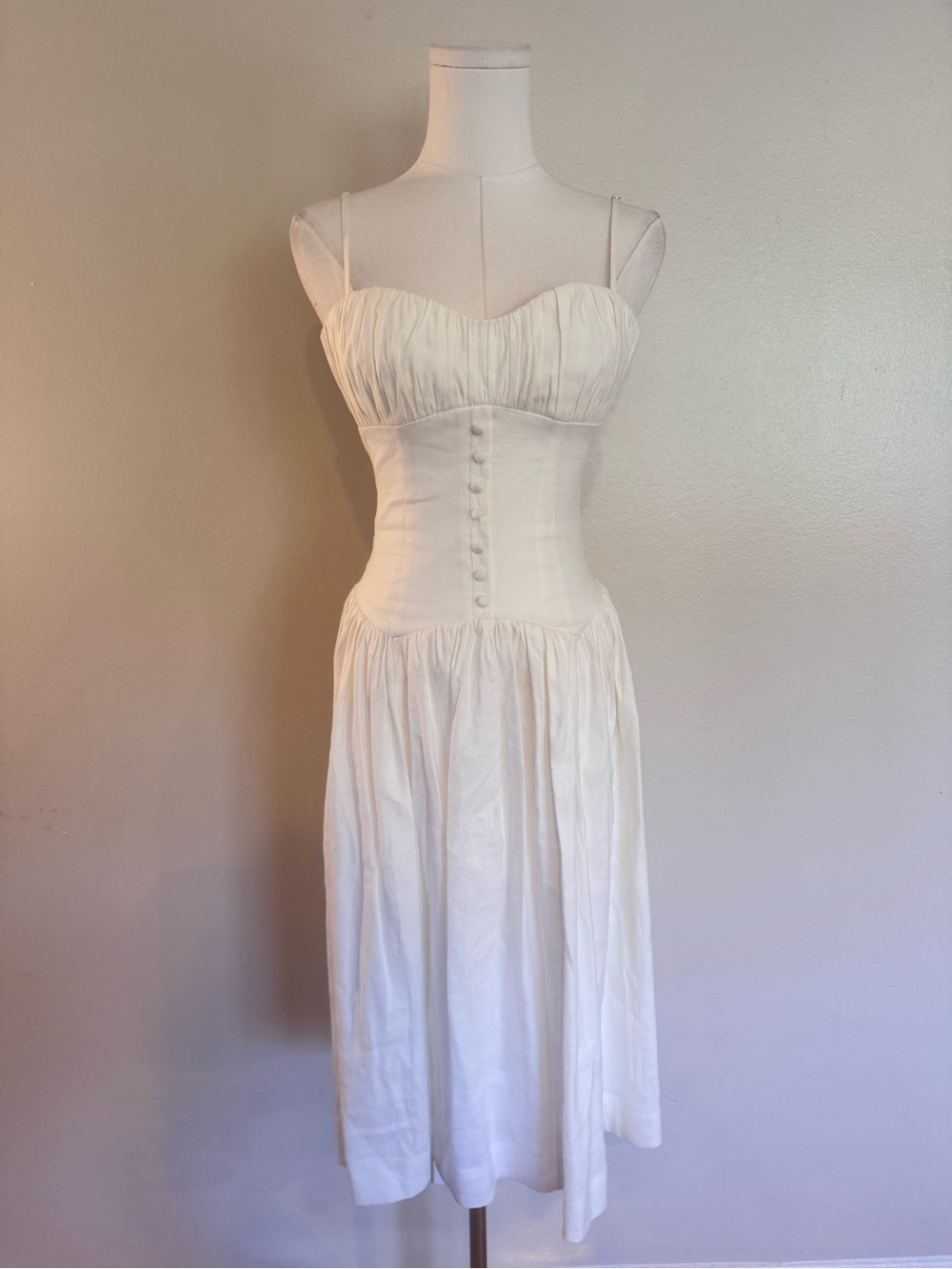 MAJORELLE Sky Midi Dress with Linen Blend Corset Bustier